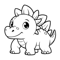 Vector illustration of a cute Stegosaurus drawing for children page