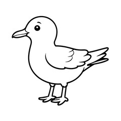 Vector illustration of a cute Seagull doodle drawing for kids page