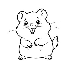 Vector illustration of a cute Hamster drawing for colouring page
