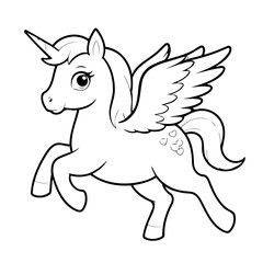 Cute vector illustration Pegasus doodle for toddlers worksheet