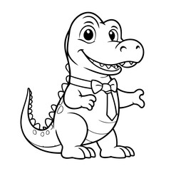 Vector illustration of a cute Alligator doodle for toddlers coloring activity