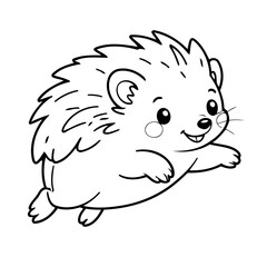 Simple vector illustration of Hedgehog hand drawn for kids coloring page