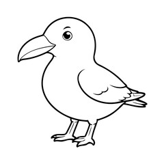 Simple vector illustration of Seagull for kids colouring worksheet