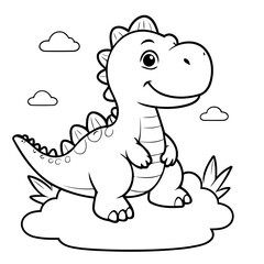 Cute vector illustration Spinosaurus colouring page for kids