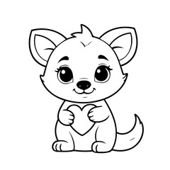 Simple vector illustration of Hyena doodle for toddlers worksheet