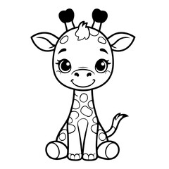 Simple vector illustration of Giraffe for kids coloring page