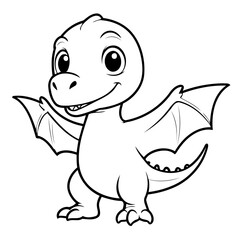 Cute vector illustration Pterodactyl for children colouring activity