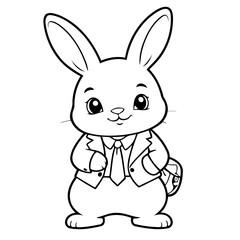 Simple vector illustration of Rabbit for kids colouring worksheet