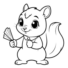 Vector illustration of a cute Squirrel doodle colouring activity for kids