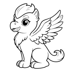 Simple vector illustration of Griffin colouring page for kids
