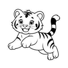 Simple vector illustration of Tiger drawing for kids page