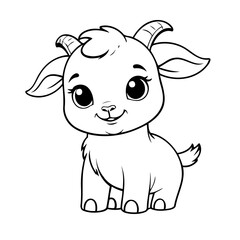 Simple vector illustration of Goat hand drawn for kids page