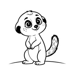 Simple vector illustration of Meerkat drawing for kids page