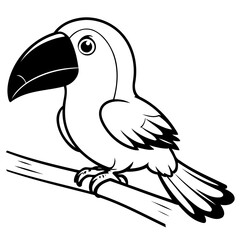 Obraz premium Cute vector illustration Toucan doodle for toddlers coloring activity