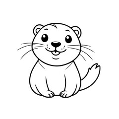 Cute vector illustration Otter hand drawn for kids coloring page