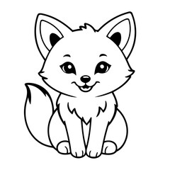 Cute vector illustration Fox doodle for kids coloring worksheet