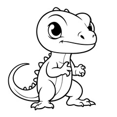 Vector illustration of a cute Lizard drawing for kids colouring activity