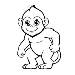Cute vector illustration Gorilla hand drawn for kids coloring page