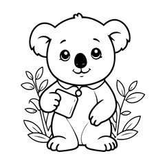 Vector illustration of a cute Koala drawing for colouring page