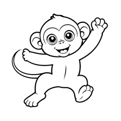 Cute vector illustration Monkey for kids coloring activity page