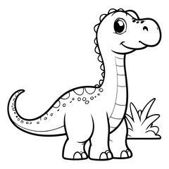 Cute vector illustration Diplodocus doodle for children worksheet