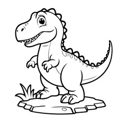 Fototapeta premium Cute vector illustration Allosaurus drawing for kids colouring activity