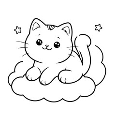 Simple vector illustration of Cat drawing for toddlers coloring activity