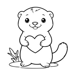 Cute vector illustration Otter drawing for toddlers book