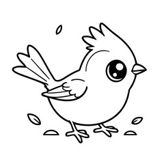 Vector illustration of a cute Sparrow drawing for colouring page