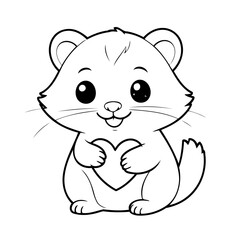 Cute vector illustration Ferret drawing for kids colouring page