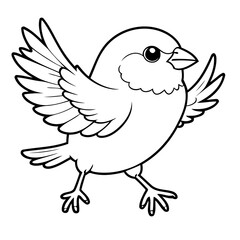 Cute vector illustration Finch for kids colouring page