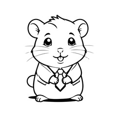 Vector illustration of a cute Hamster doodle for kids coloring worksheet
