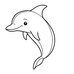 Simple vector illustration of Dolphin outline for colouring page