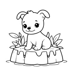 Cute vector illustration Puppy doodle colouring activity for kids