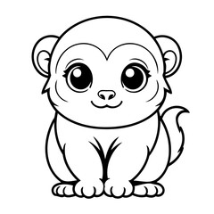 Cute vector illustration Marmoset colouring page for kids
