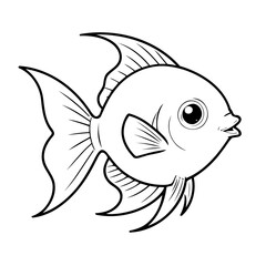 Simple vector illustration of Angelfish colouring page for kids