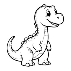 Vector illustration of a cute Diplodocus drawing for toddlers colouring page