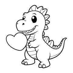 Cute vector illustration Spinosaurus for kids colouring worksheet