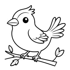 Cute vector illustration Sparrow drawing for kids page