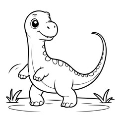 Cute vector illustration Brachiosaurus doodle for kids colouring page