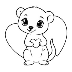 Vector illustration of a cute Meerkat doodle for kids colouring page