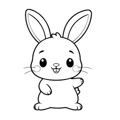 Cute vector illustration Rabbit drawing for colouring page