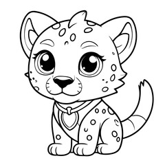 Cute vector illustration Cheetah for kids colouring worksheet