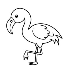Cute vector illustration Flamingo drawing for toddlers coloring activity
