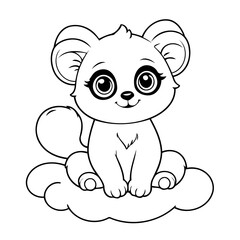 Vector illustration of a cute Lemur drawing for toddlers colouring page