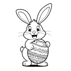 Vector illustration of a cute EasterBunny doodle colouring activity for kids