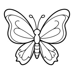 Fototapeta premium Vector illustration of a cute Butterfly drawing for kids colouring activity