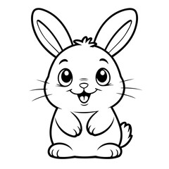 Cute vector illustration Bunny drawing for kids page