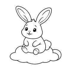 Cute vector illustration Rabbit hand drawn for kids page