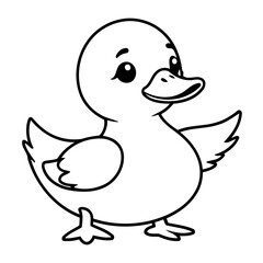 Simple vector illustration of Duck drawing for children page